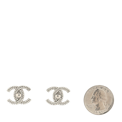 Chanel Crystal CC Turnlock Earrings Silver 2 of 4