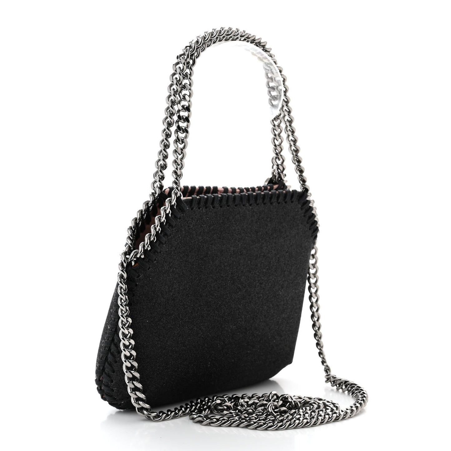Metallic Glitter Mini Falabella Box Shoulder Bag Black
