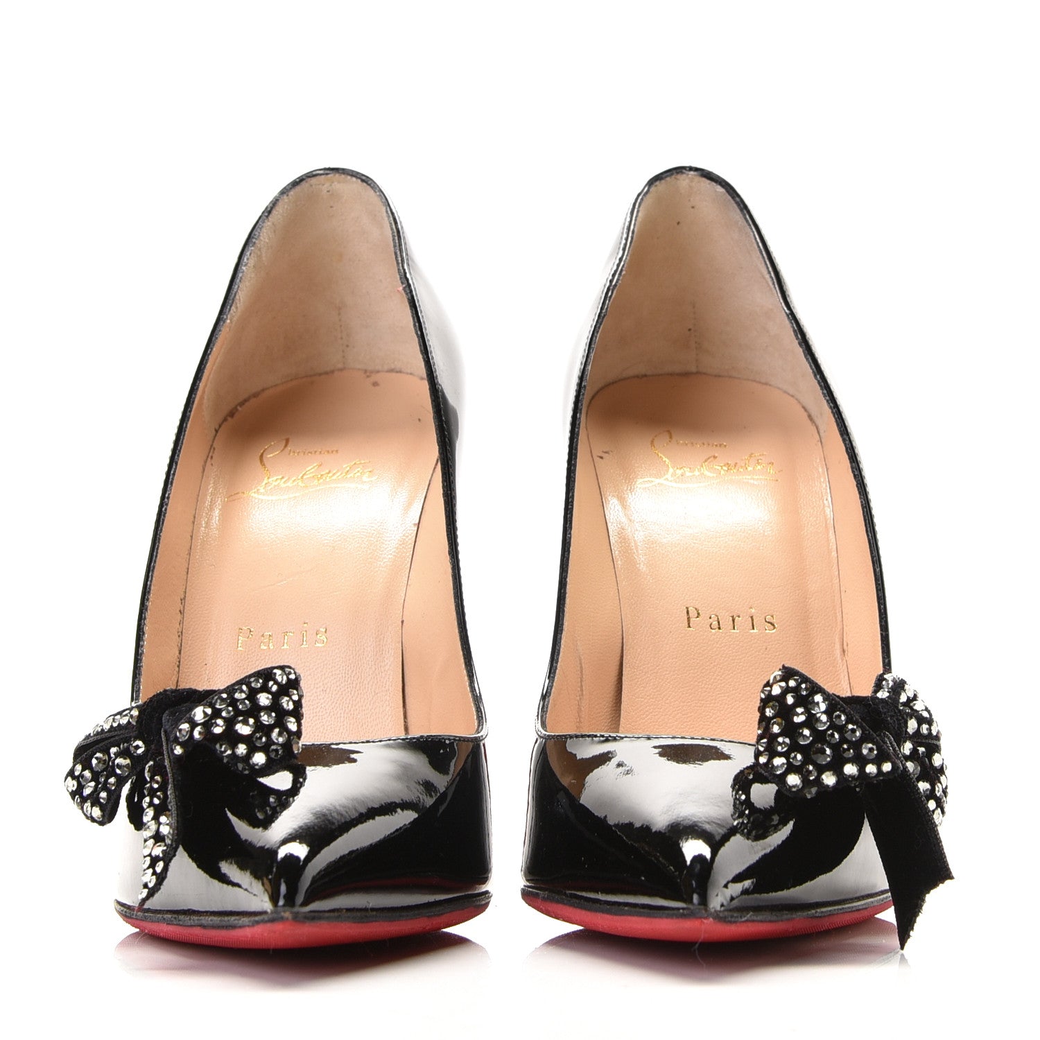 Christian Louboutin Patent Velvet Madame Menule Bow 100 Pumps 36 Black 4 of 11