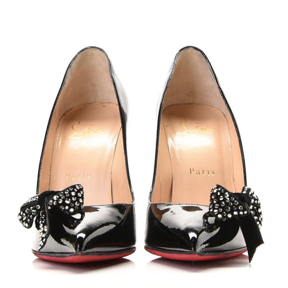Christian Louboutin Patent Velvet Madame Menule Bow 100 Pumps 36 Black 4 of 11