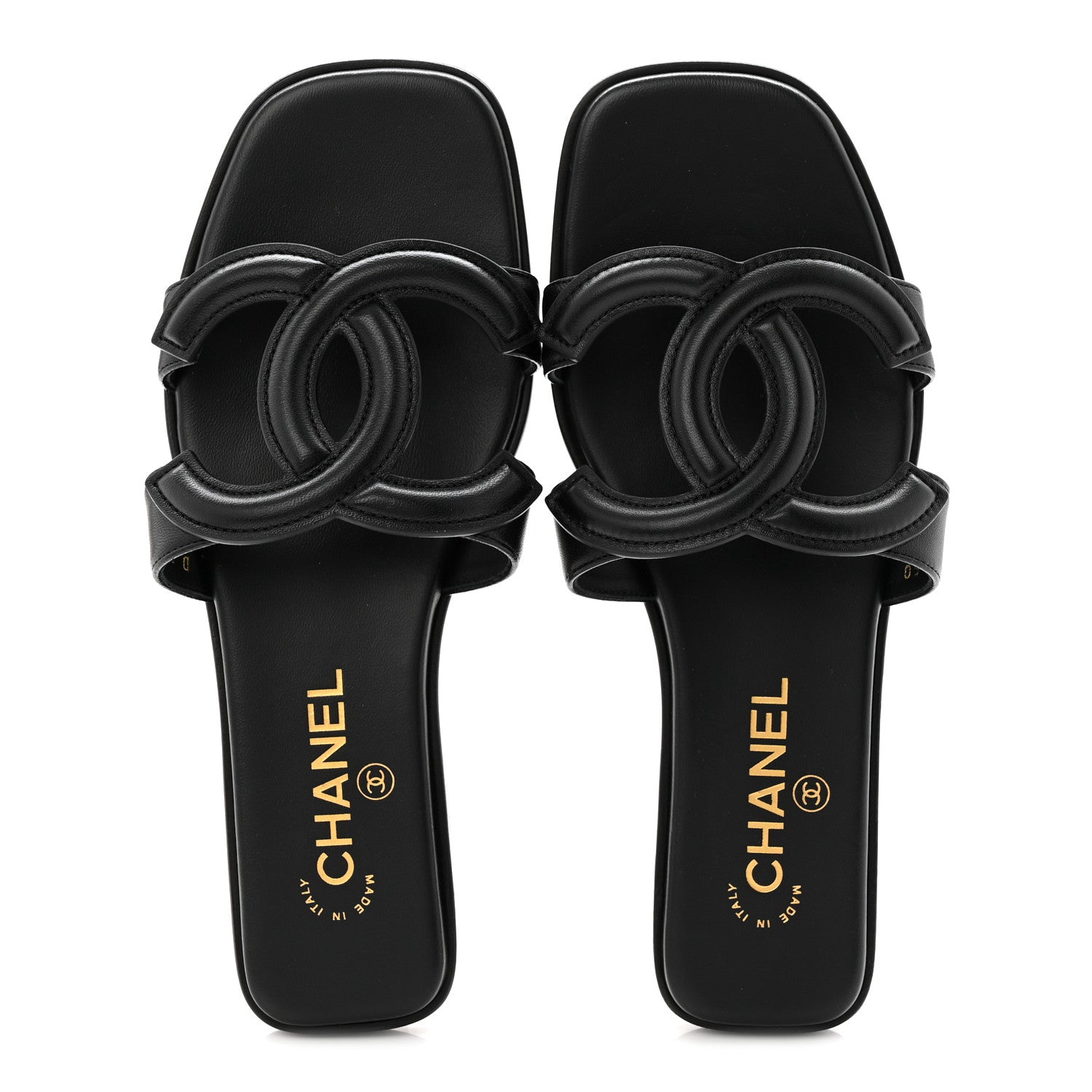Chanel Lambskin CC Cut Out Mules Sandals 38 Black 2 of 9