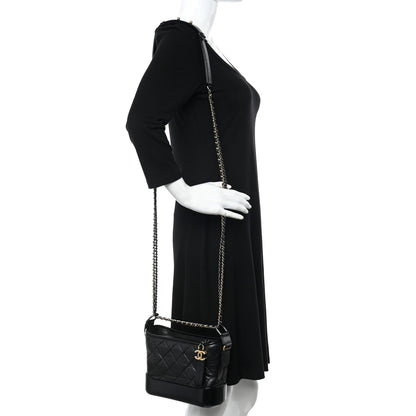 Chanel Aged Calfskin Quilted Small Gabrielle Hobo Black 2 of 12