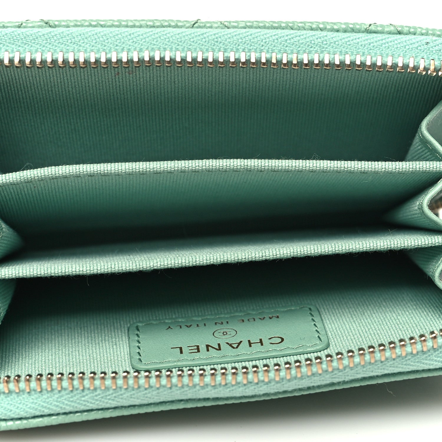 Chanel Caviar Quilted Zip Around Coin Purse Wallet Light Green 5 of 9