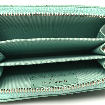 Chanel Caviar Quilted Zip Around Coin Purse Wallet Light Green 5 of 9