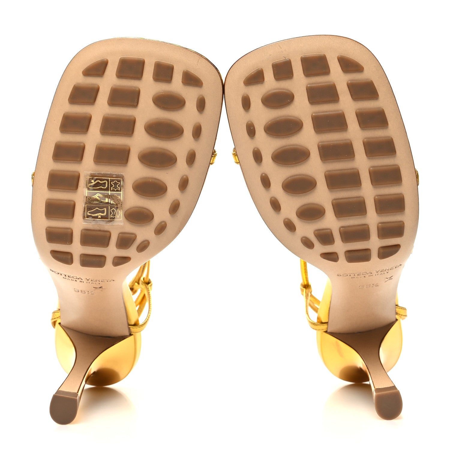 Bottega Veneta Laminated Calfskin The Line 90mm Sandals 38.5 Gold 5 of 7
