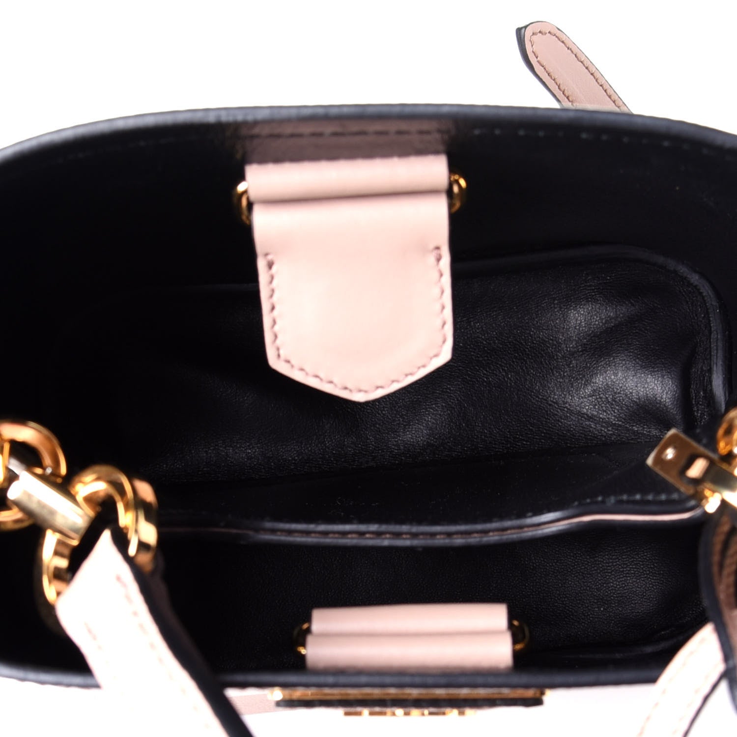 Prada Saffiano Cuir Calfskin Small Panier Bucket Bag Cipria Black 6 of 9