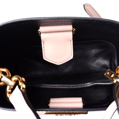 Prada Saffiano Cuir Calfskin Small Panier Bucket Bag Cipria Black 6 of 9