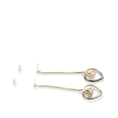 Chanel Swarovski Crystal CC Heart Earrings 3 of 5