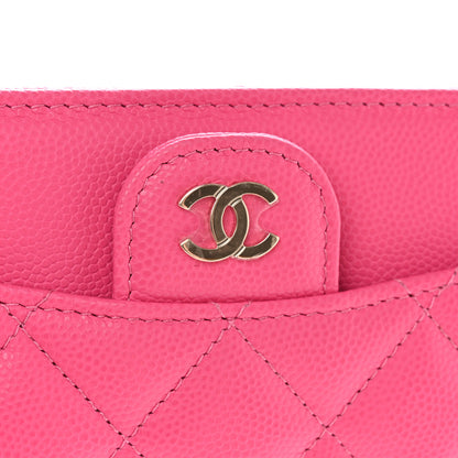 Chanel Caviar Quilted Flap Zip Card Holder Dark Pink 9 of 11