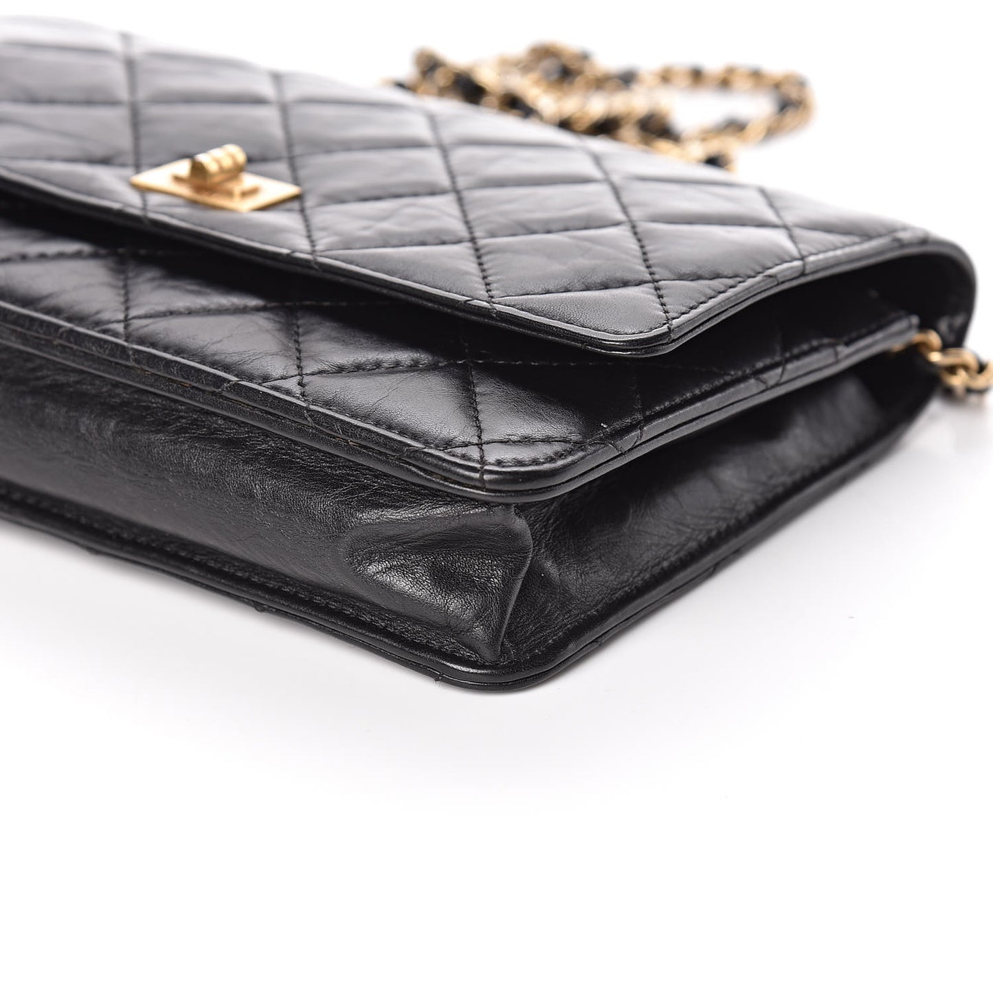 Aged Calfskin Quilted Reissue Wallet On Chain WOC Black