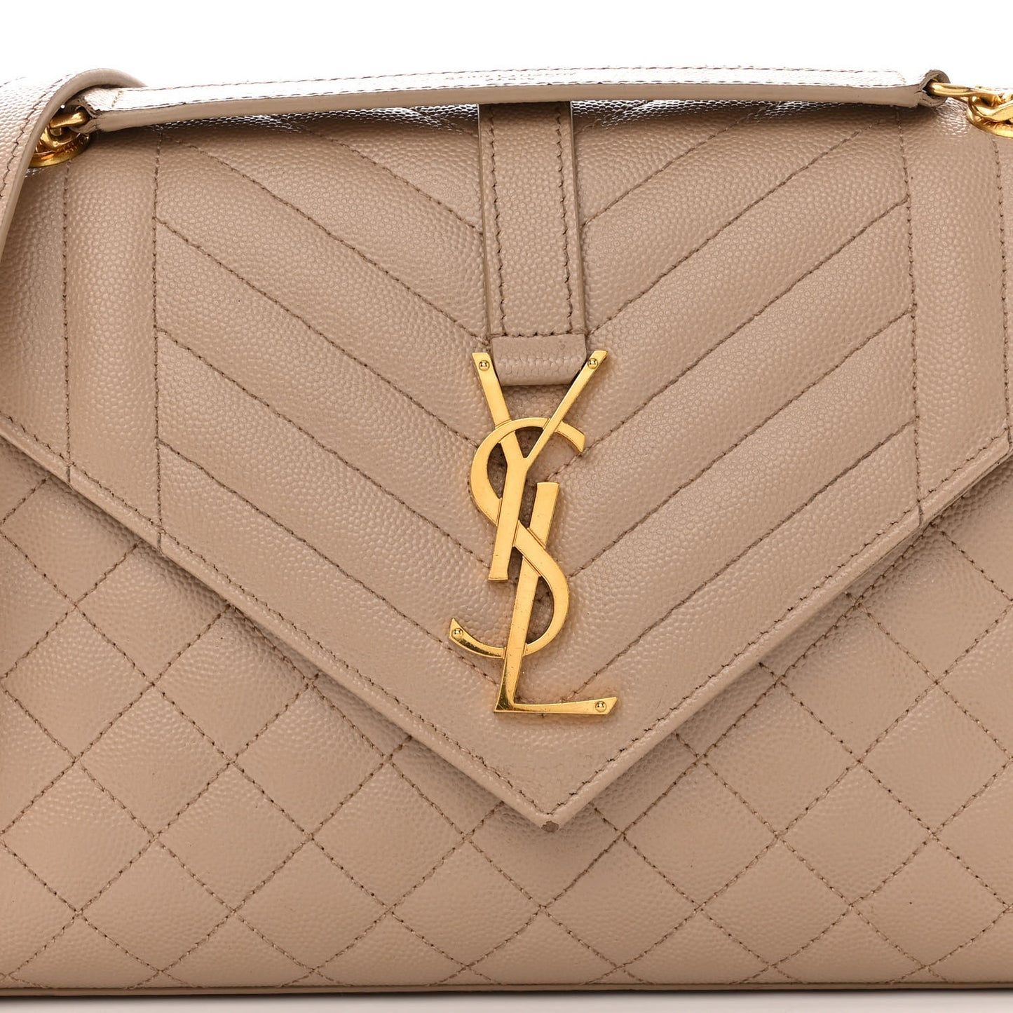 Grain De Poudre Textured Mixed Matelasse Medium Triquilt Monogram Satchel Dark Beige