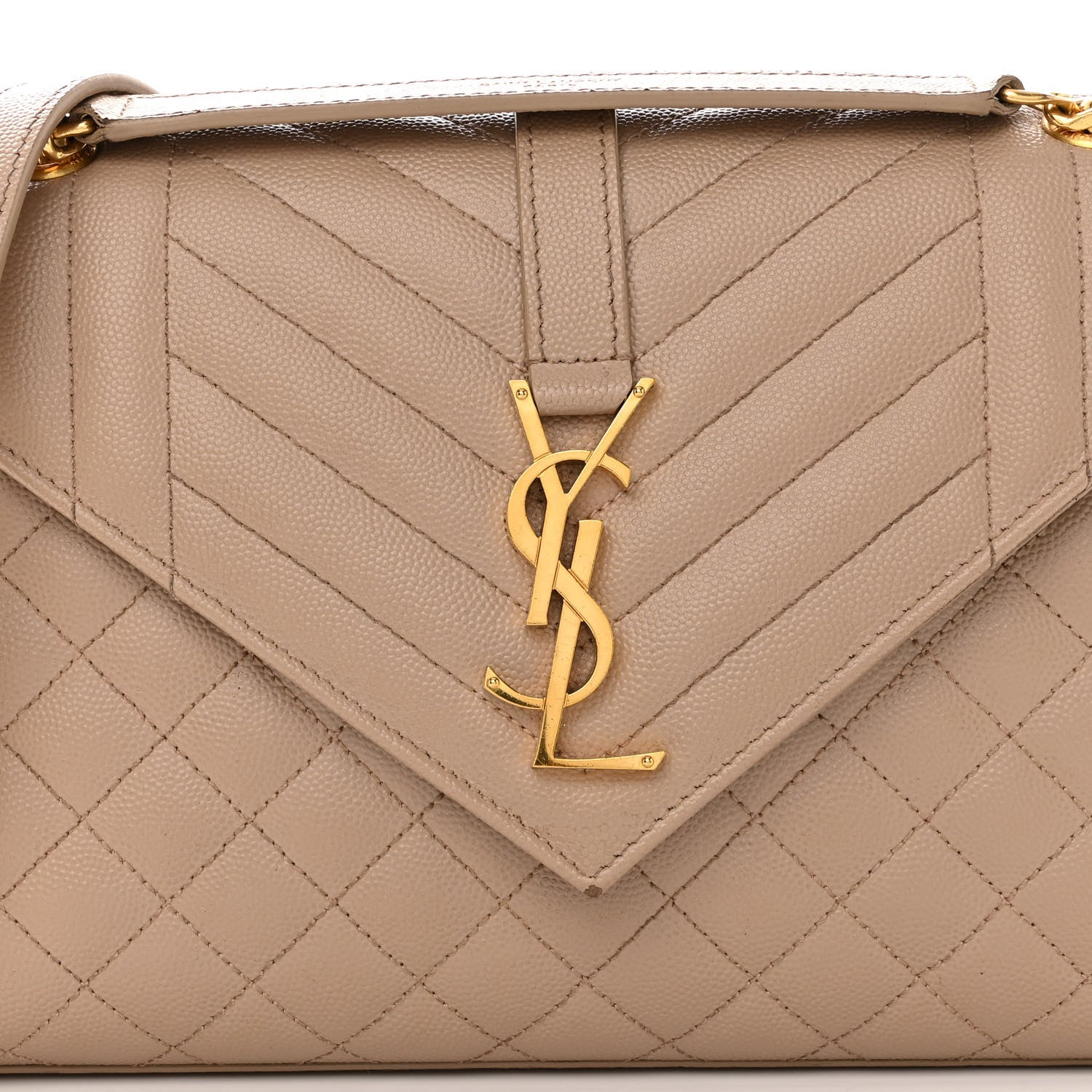 Saint Laurent Grain De Poudre Textured Mixed Matelasse Medium Triquilt Monogram Satchel Dark Beige 7 of 12