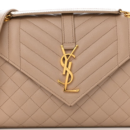 Saint Laurent Grain De Poudre Textured Mixed Matelasse Medium Triquilt Monogram Satchel Dark Beige 7 of 12