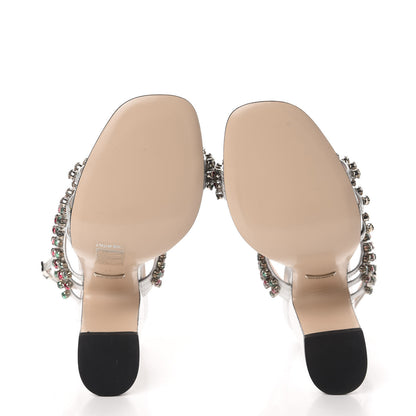 Gucci Nappa Silk Crystal Bertie High Heel Sandals 37 Argento 6 of 10