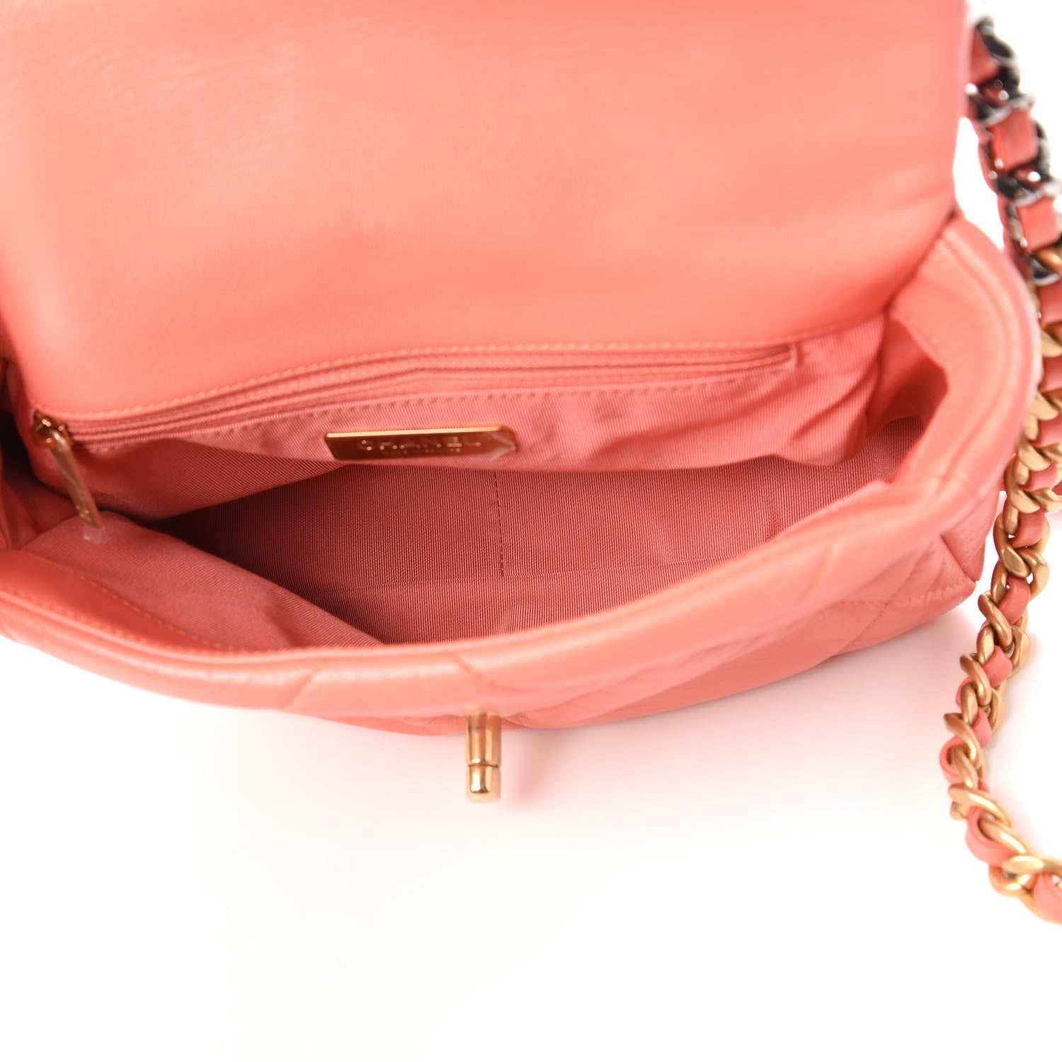 Chanel Goatskin Quilted Medium Chanel 19 Flap Orange 5 of 10