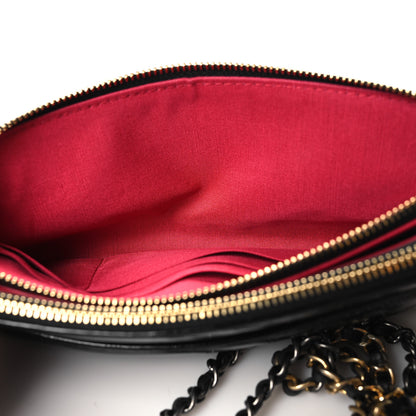 Chanel Glazed Aged Calfskin Quilted CC Small Clutch With Chain Black 6 of 14