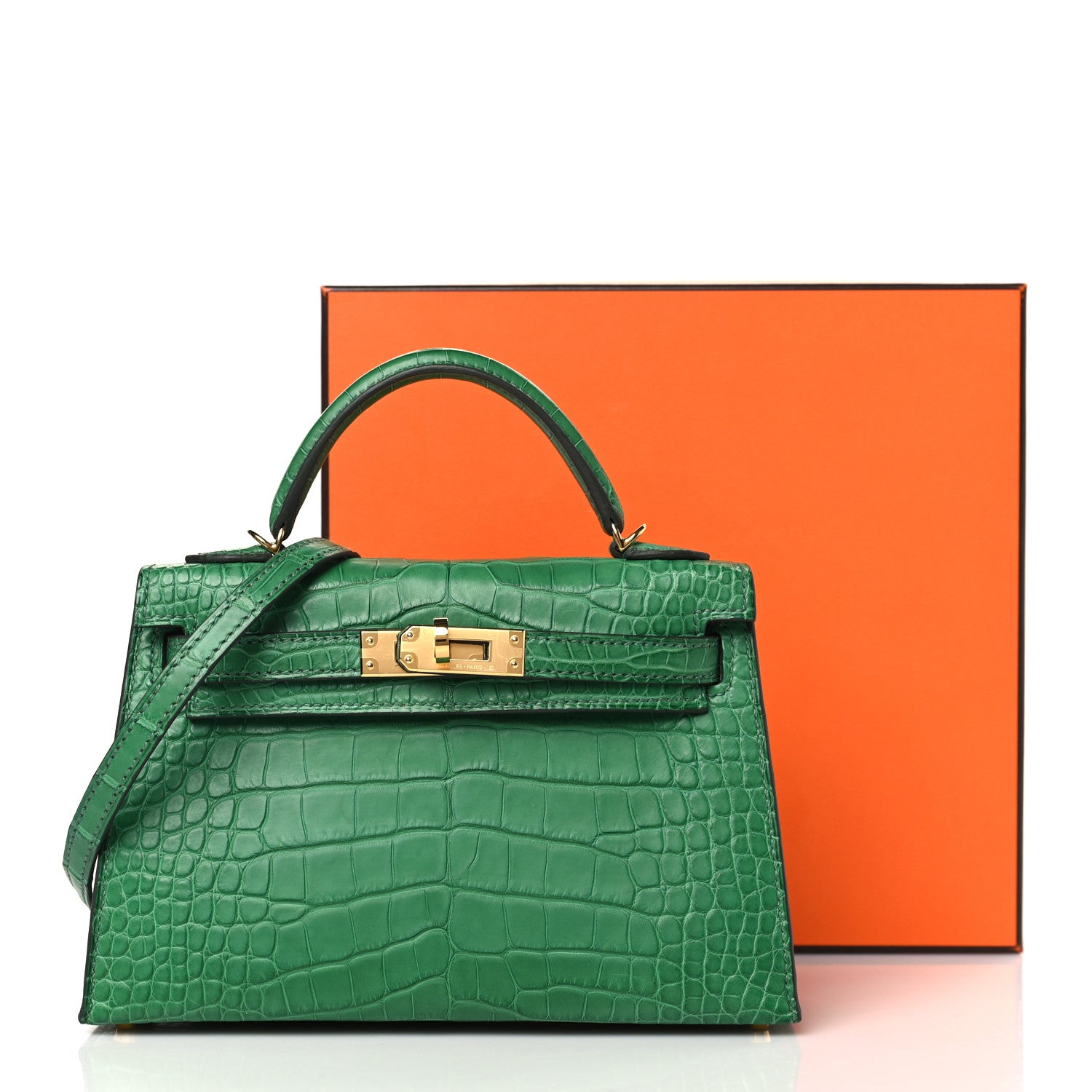 Hermes Matte Alligator Mini Kelly Sellier 20 Vert Cactus 10 of 10