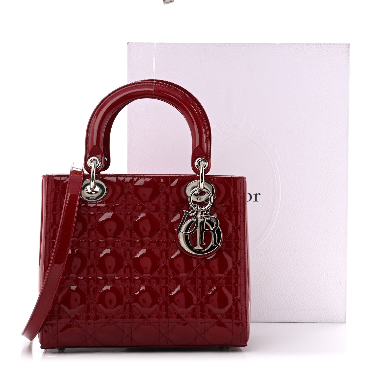 Christian Dior Patent Cannage Medium Lady Dior Red 13 of 13