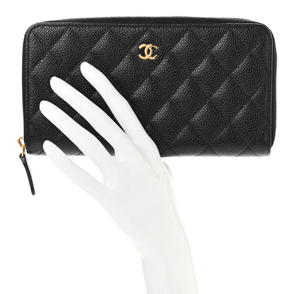 Chanel Caviar Quilted Large Gusset Zip Around Wallet Black 2 of 8