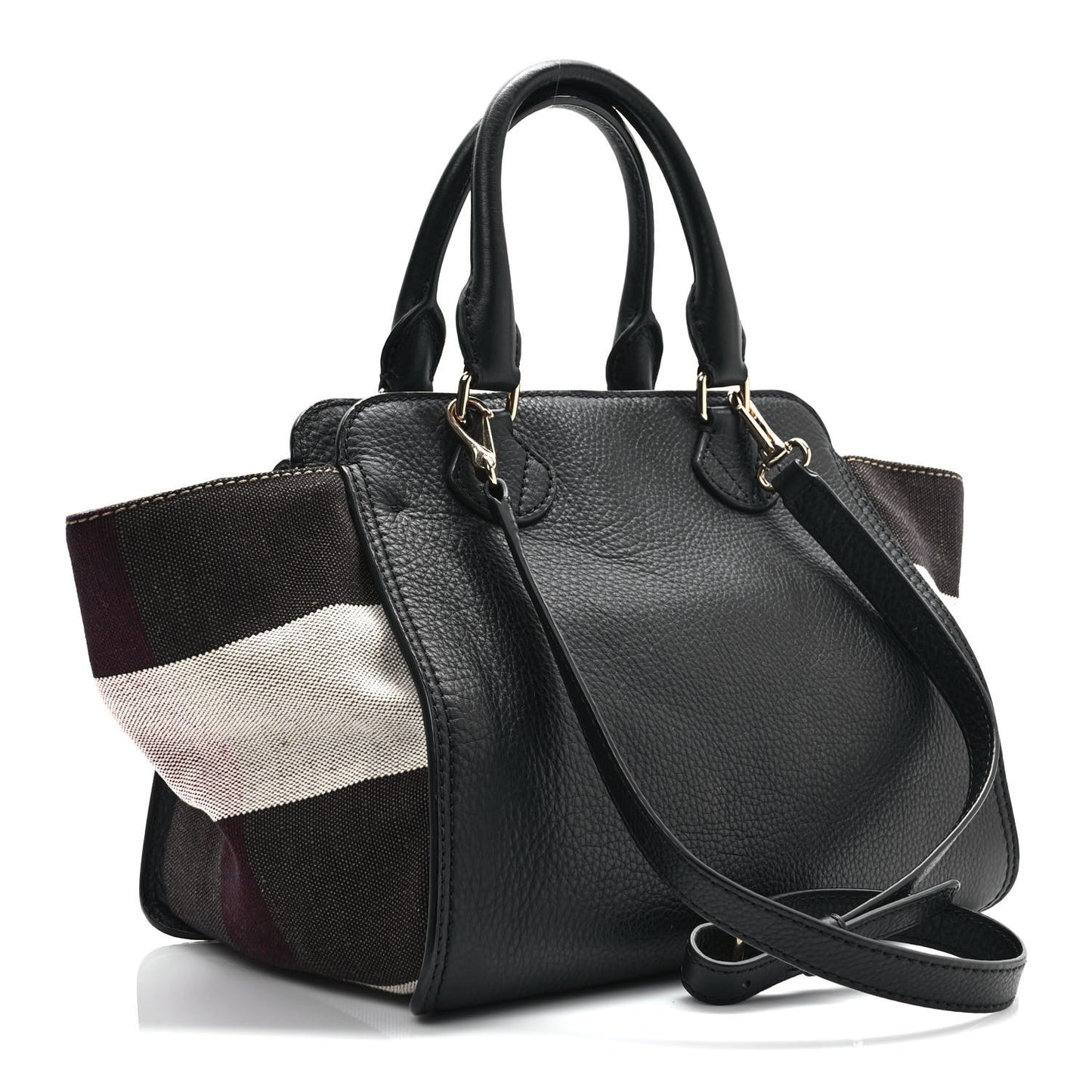 Mega Check Grained Calfskin Medium Harcourt Satchel Black