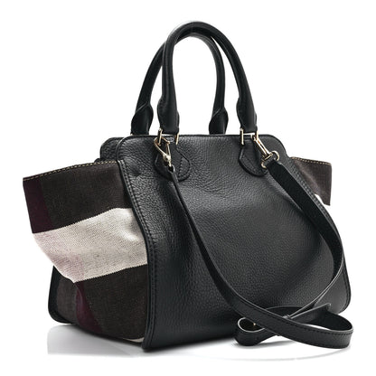 Burberry Mega Check Grained Calfskin Medium Harcourt Satchel Black 2 of 8