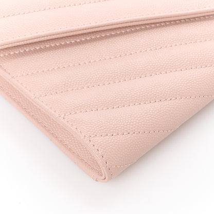 Saint Laurent Grain De Poudre Matelasse Chevron Monogram Envelope Clutch Pink 9 of 10