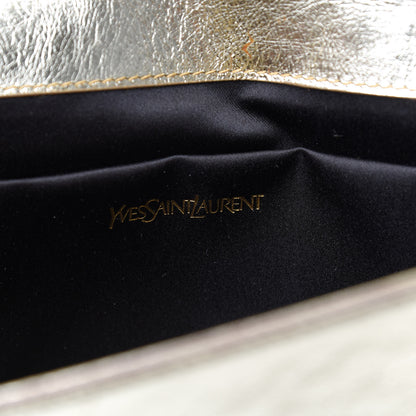 Saint Laurent Metallic Calfskin Monogram Large Belle De Jour Clutch Gold 6 of 8