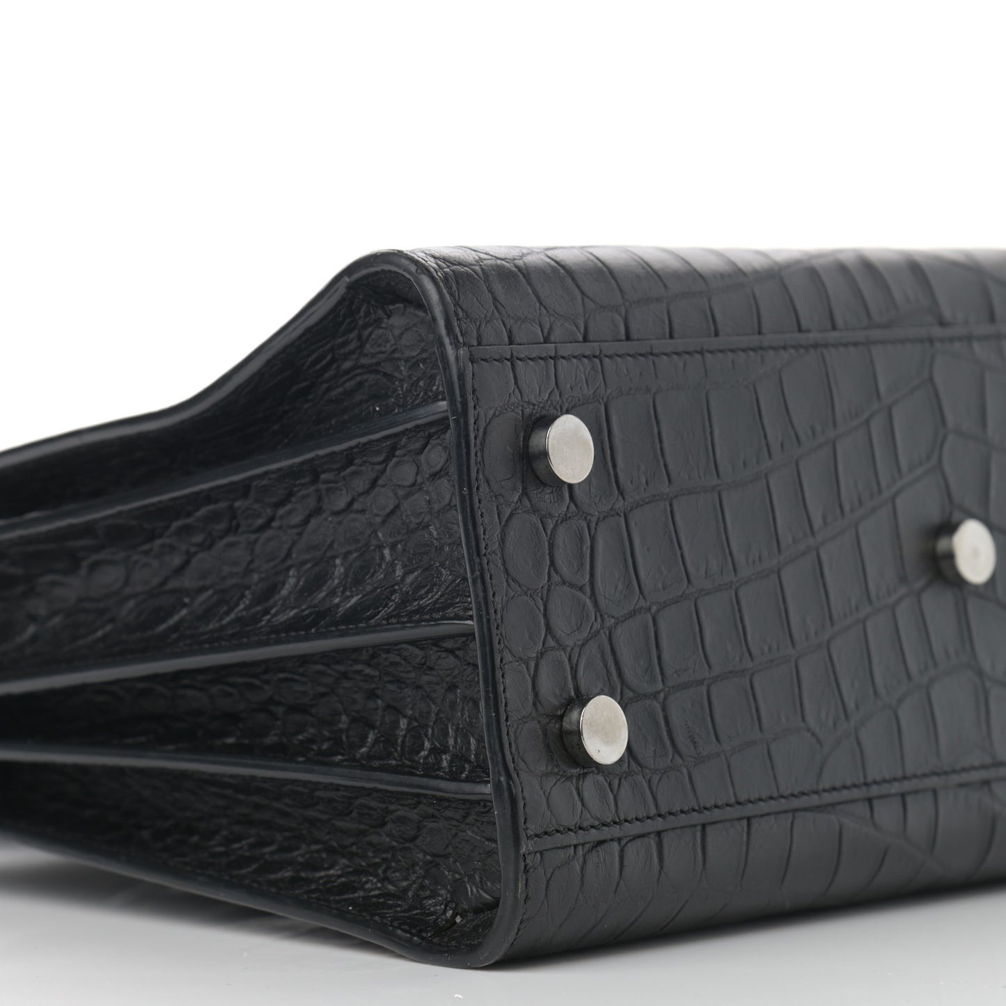 Calfskin Crocodile Embossed Baby Sac De Jour Black