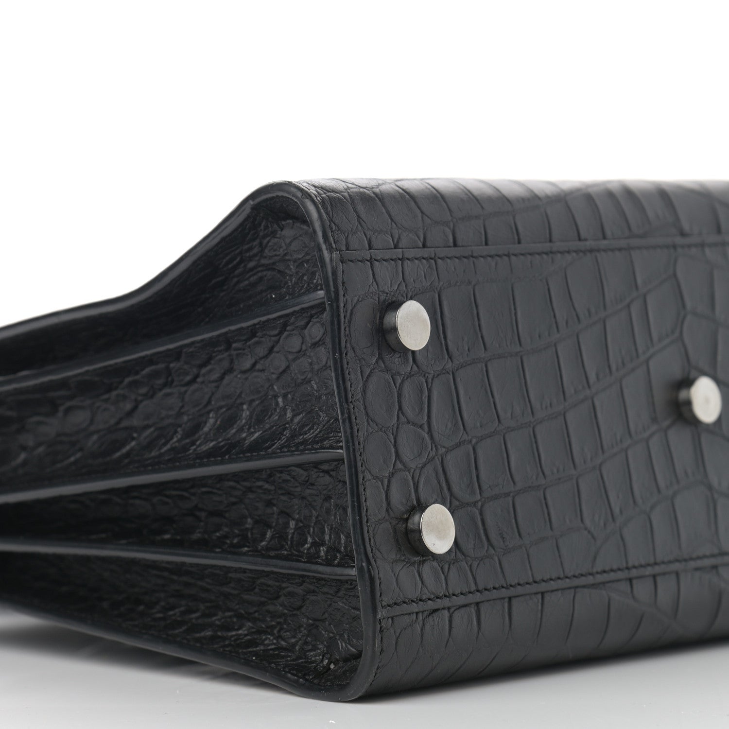 Saint Laurent Calfskin Crocodile Embossed Baby Sac De Jour Black 8 of 13