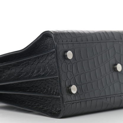 Saint Laurent Calfskin Crocodile Embossed Baby Sac De Jour Black 8 of 13