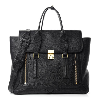 3.1 Phillip Lim Textured Calfskin Large Pashli Satchel Black 1 of 10