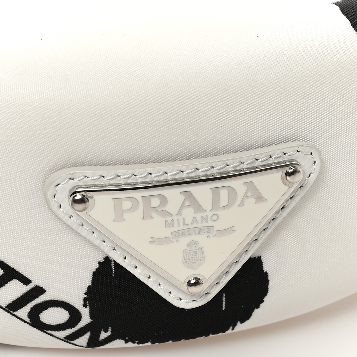 Re-Nylon Printed Metal Triangle Logo Headband Black White