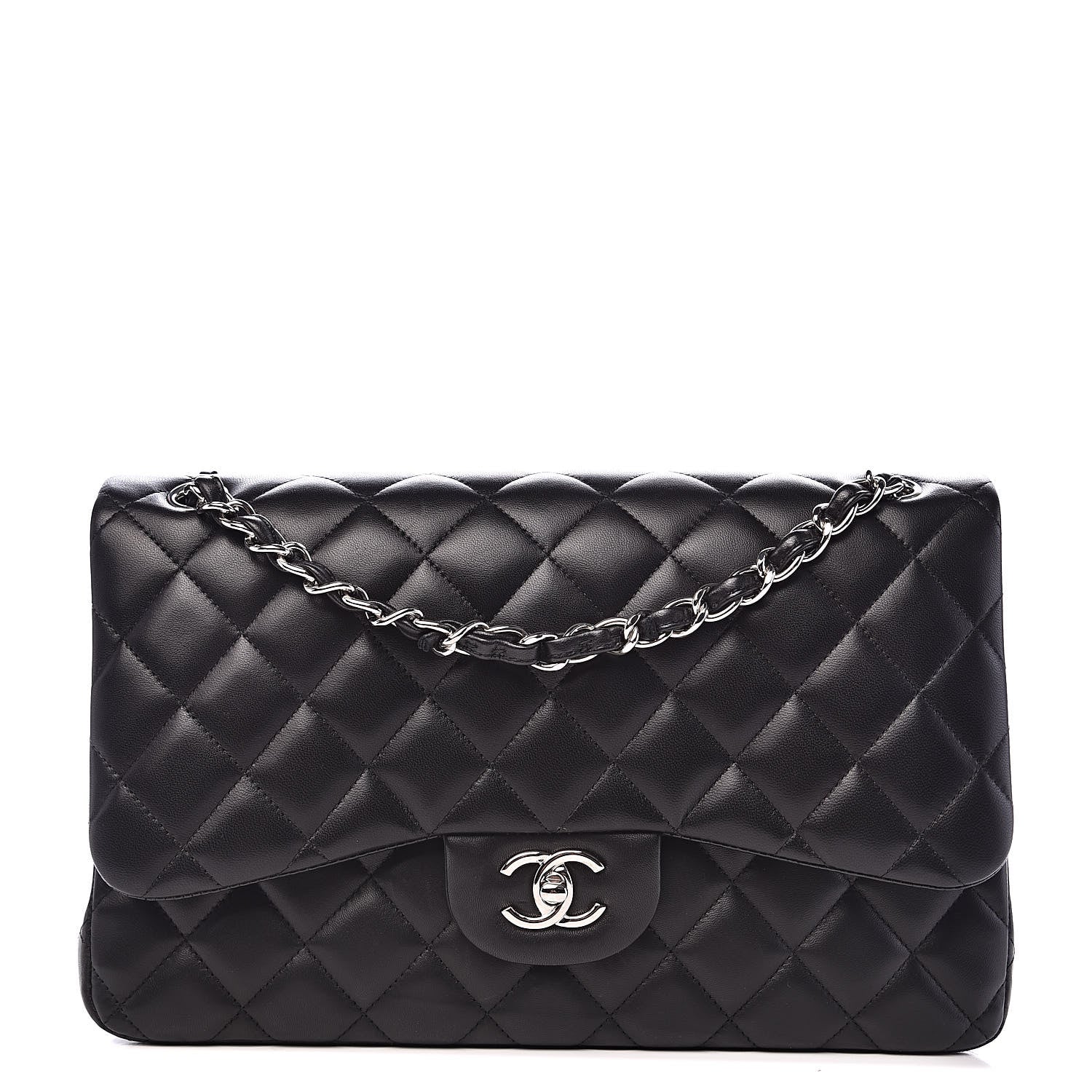 Chanel Lambskin Quilted Jumbo Double Flap Black 1 of 17
