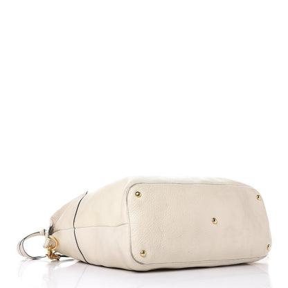Gucci Pebbled Calfskin Twill Medium Top Handle Satchel White 13 of 19