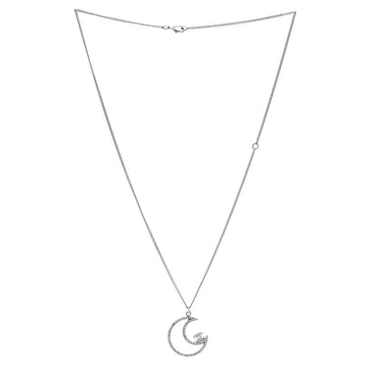 Chanel Ruthenium Crystal CC Moon Pendant Necklace 3 of 6