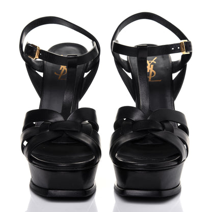 Saint Laurent Calfskin Tribute 105 Platform Sandals 38 Black 2 of 13