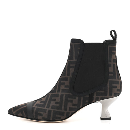 Fendi Mesh Tulle FF Colibri 55mm Ankle Booties 38 Tobacco Moro Black 1 of 7