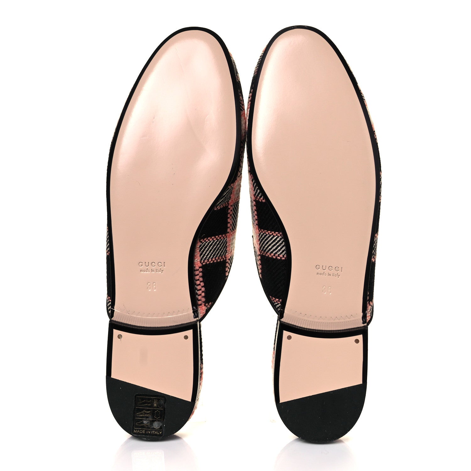 Gucci Tweed Calfskin Damier Womens Princetown Slippers 38 Black Pink Multicolor 5 of 8
