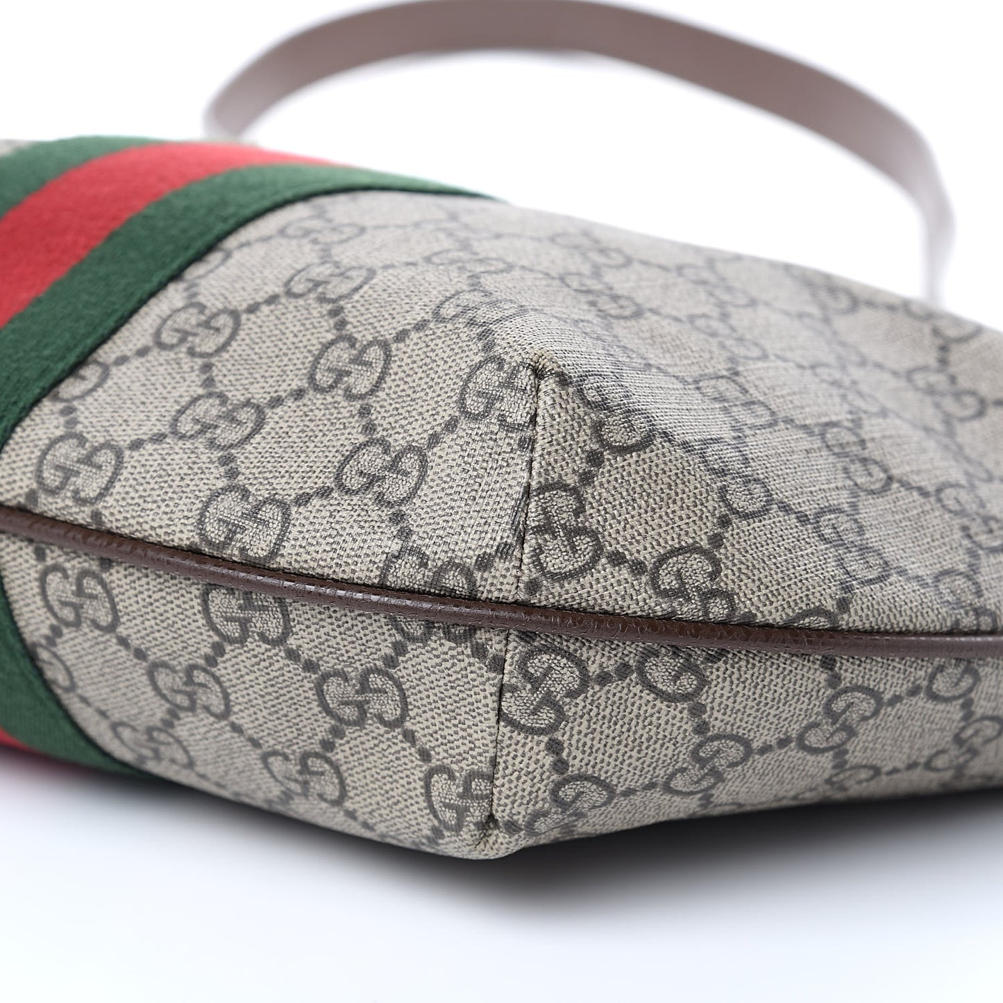 GG Supreme Monogram Web Small Ophidia Half Moon Hobo Brown