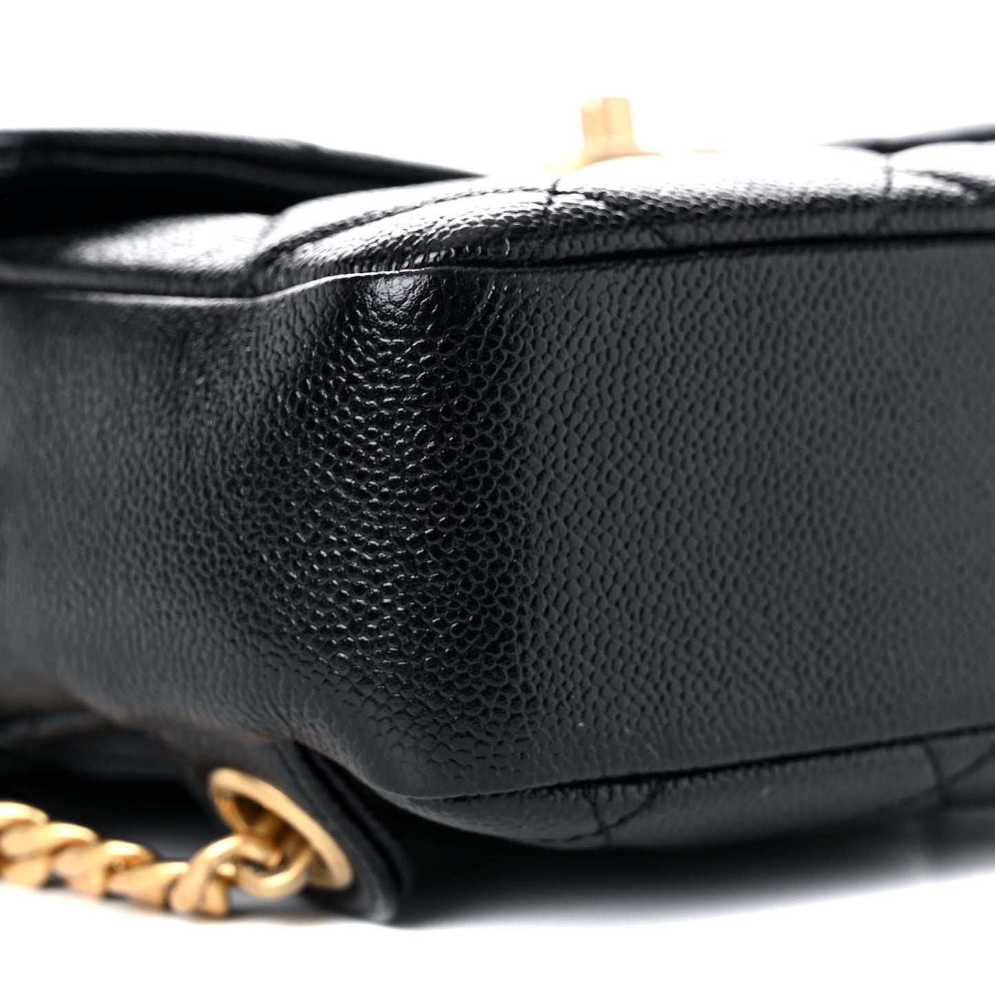 Shiny Caviar Quilted Chain Melody Backpack Black
