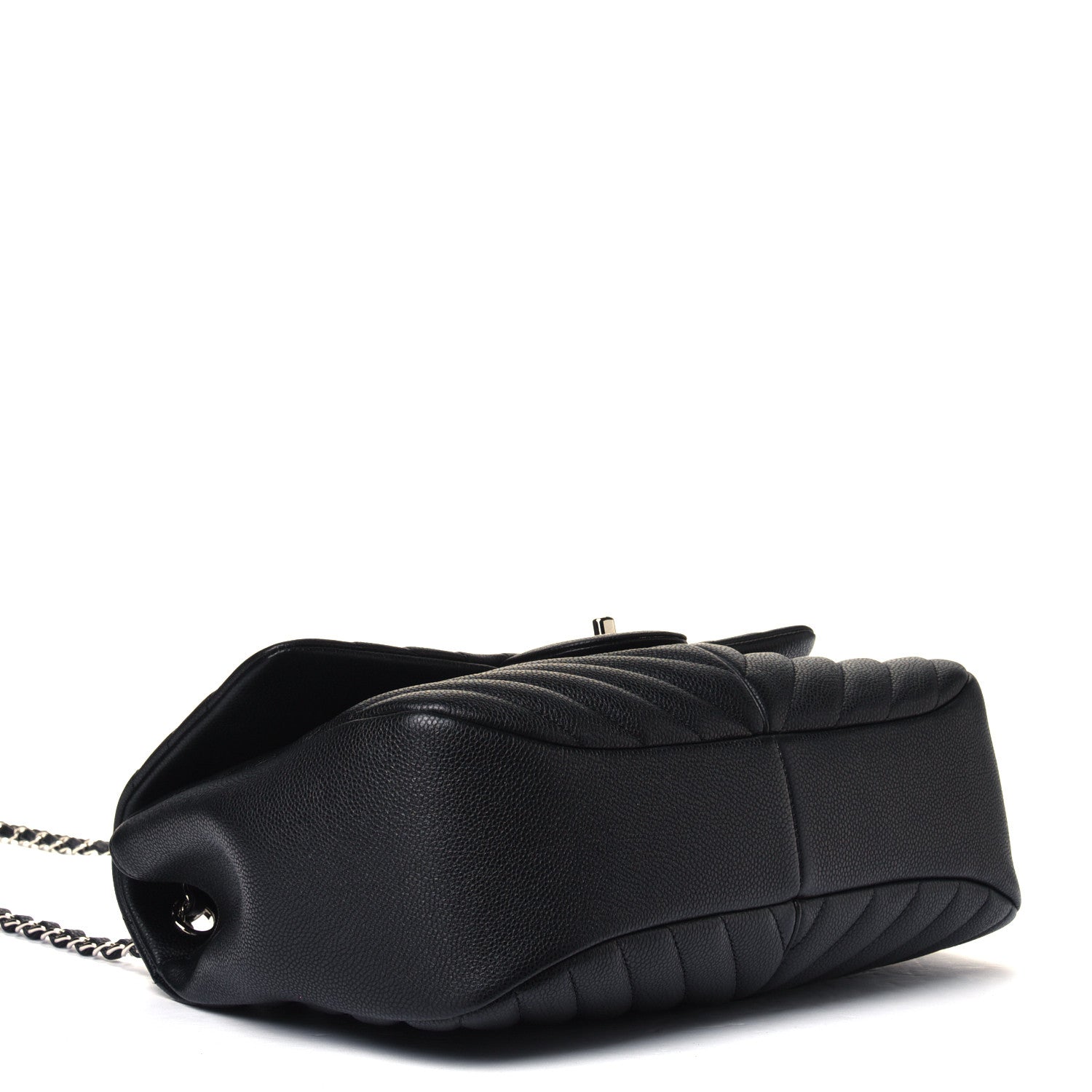 Chanel Caviar Chevron Quilted Large Puffy CC Flap Black 3 of 6