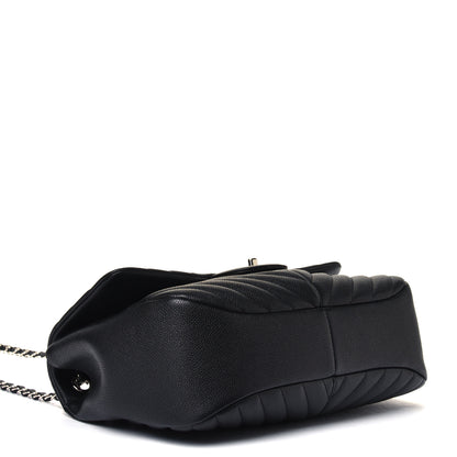 Chanel Caviar Chevron Quilted Large Puffy CC Flap Black 3 of 6