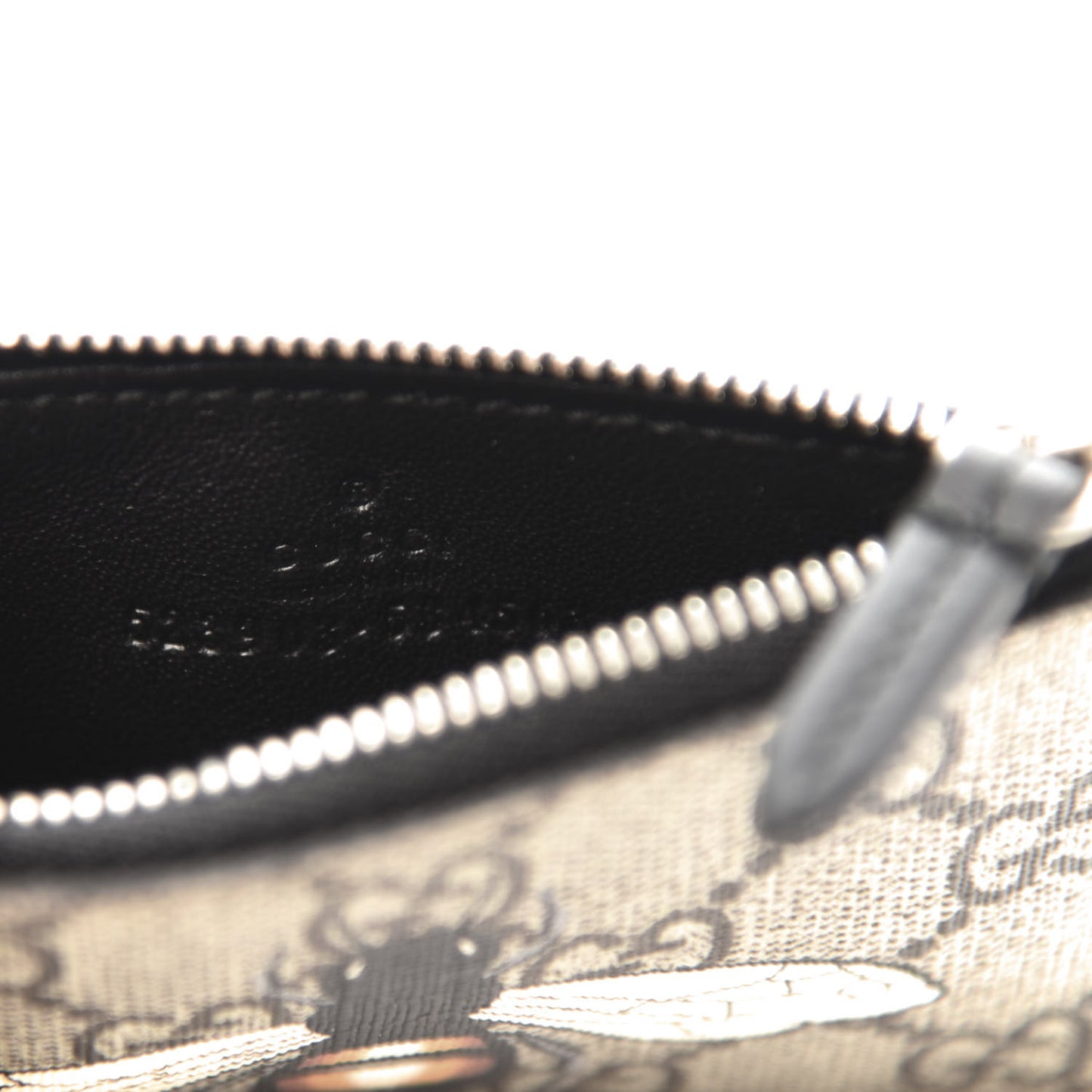 GG Supreme Monogram Bee Print Key Coin Case Card Holder Beige Black