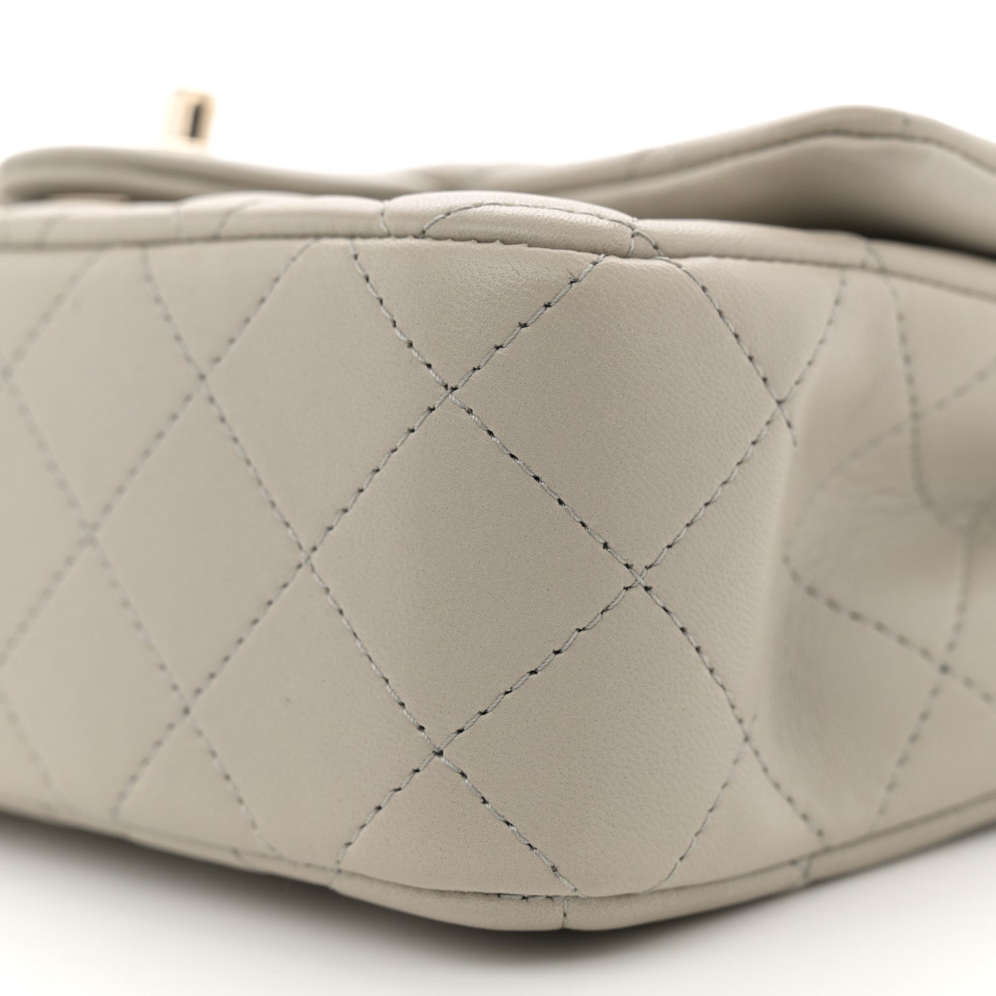 Lambskin Quilted Mini Rectangular Flap Grey