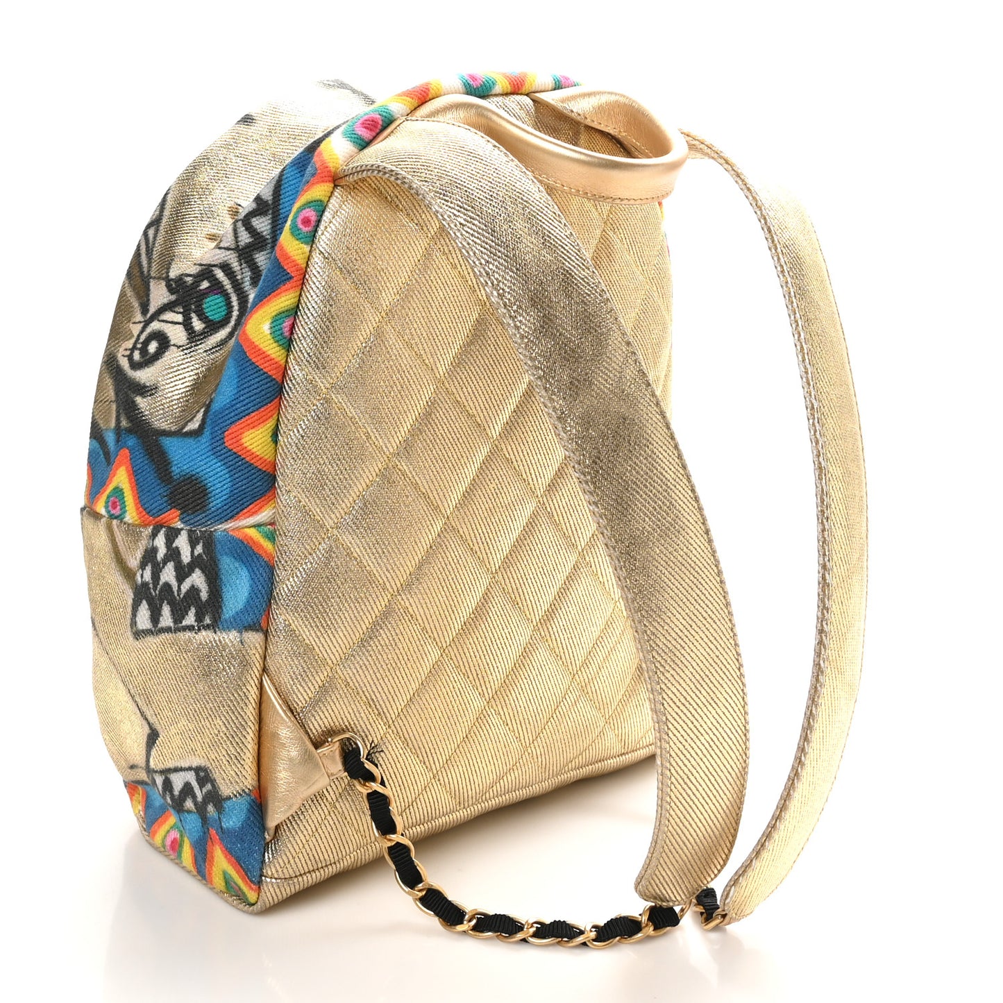 Graffiti Printed Canvas Street Spirit Backpack Multicolor