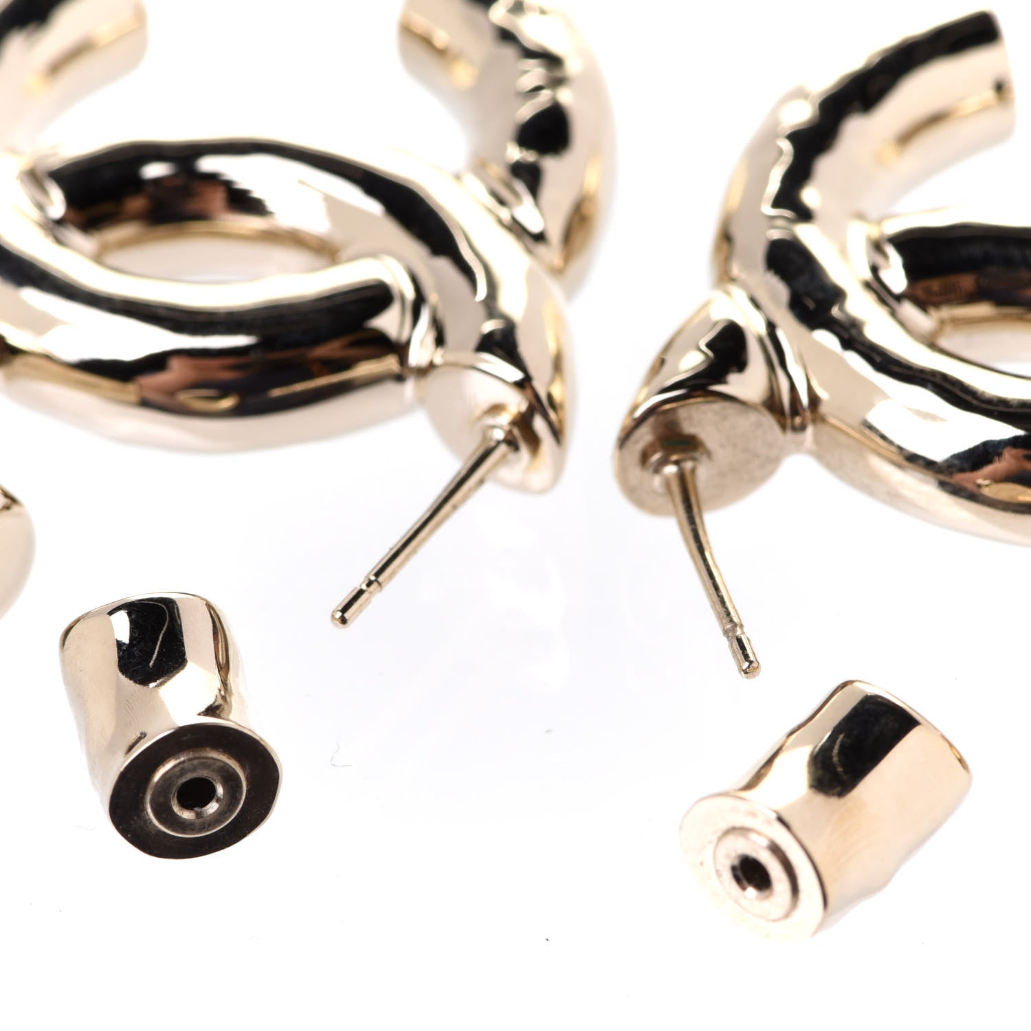 Chanel Metal Large CC Earrings Light Gold 3 of 5