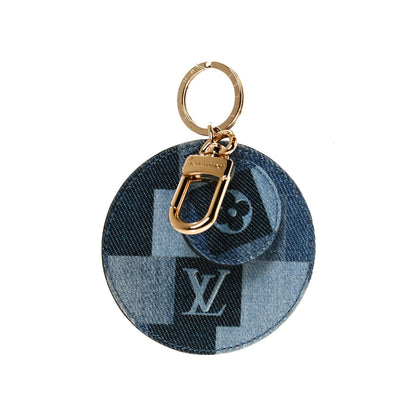 Louis Vuitton Denim Damier Monogram Patchwork Bag Charm Key Holder 1 of 4