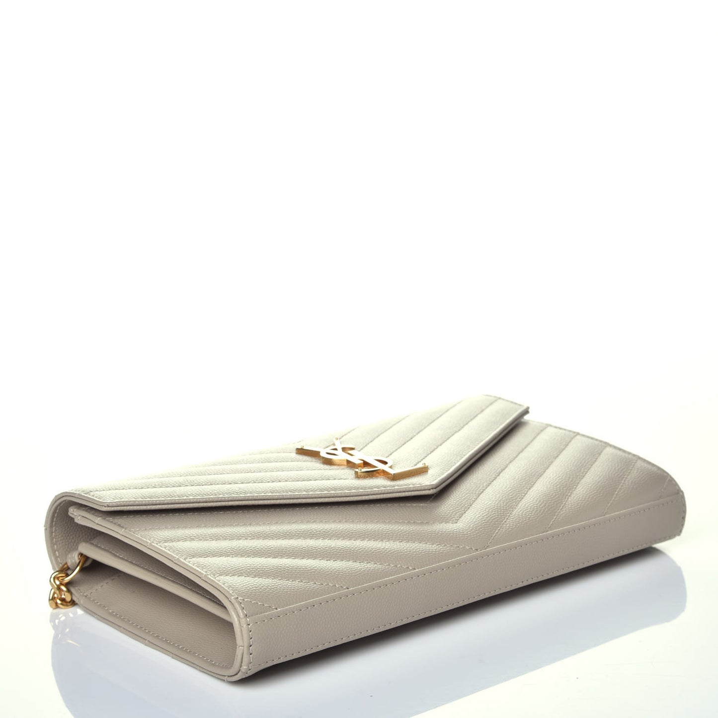 Grain De Poudre Matelasse Chevron Monogram Chain Wallet Sea Salt