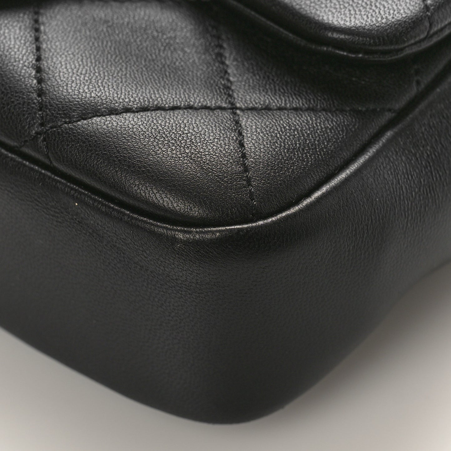 Lambskin Quilted Small Circular Handle Bag Black