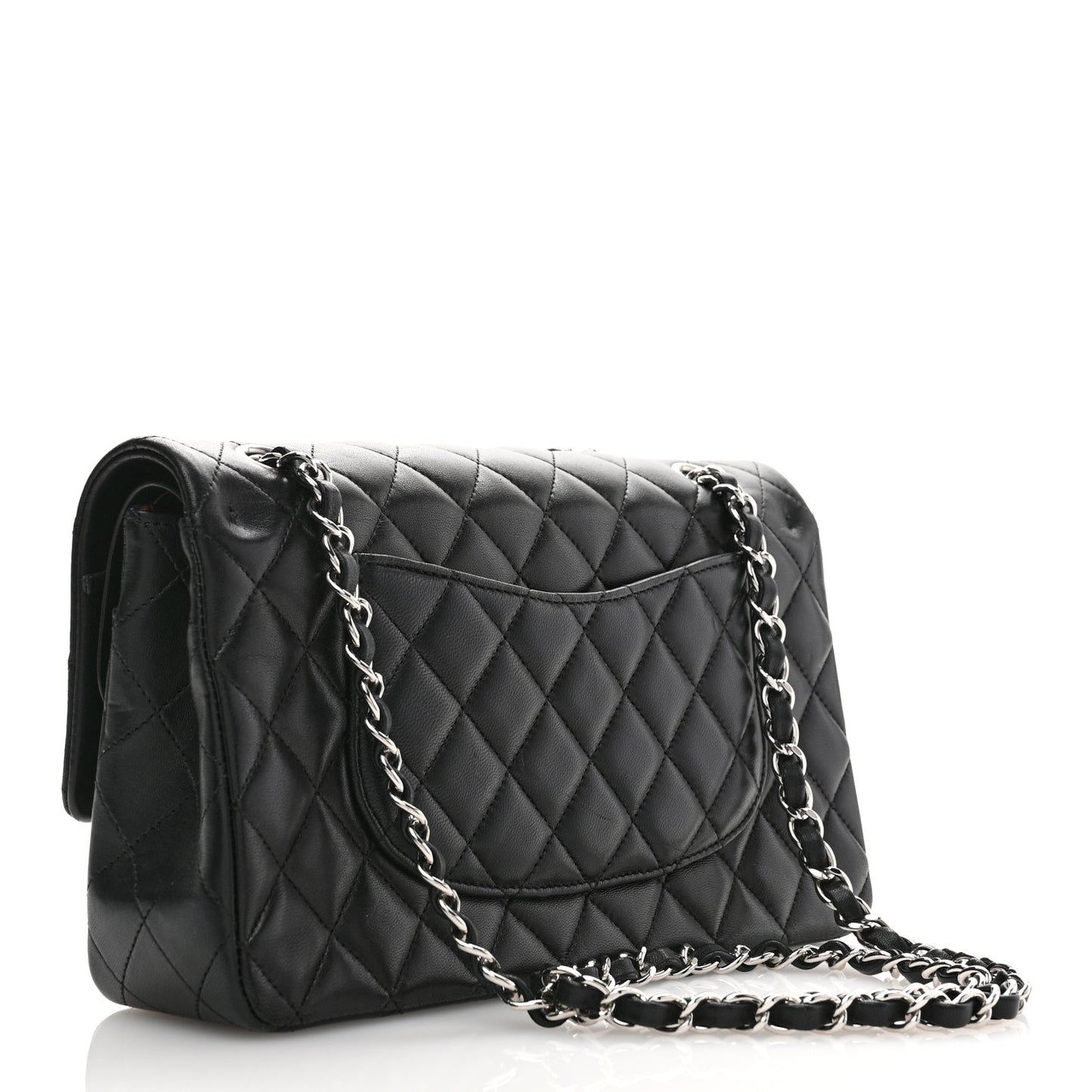 Lambskin Quilted Medium Double Flap Black